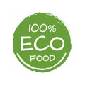 100% Eco food logo or label. Vector illustration Royalty Free Stock Photo
